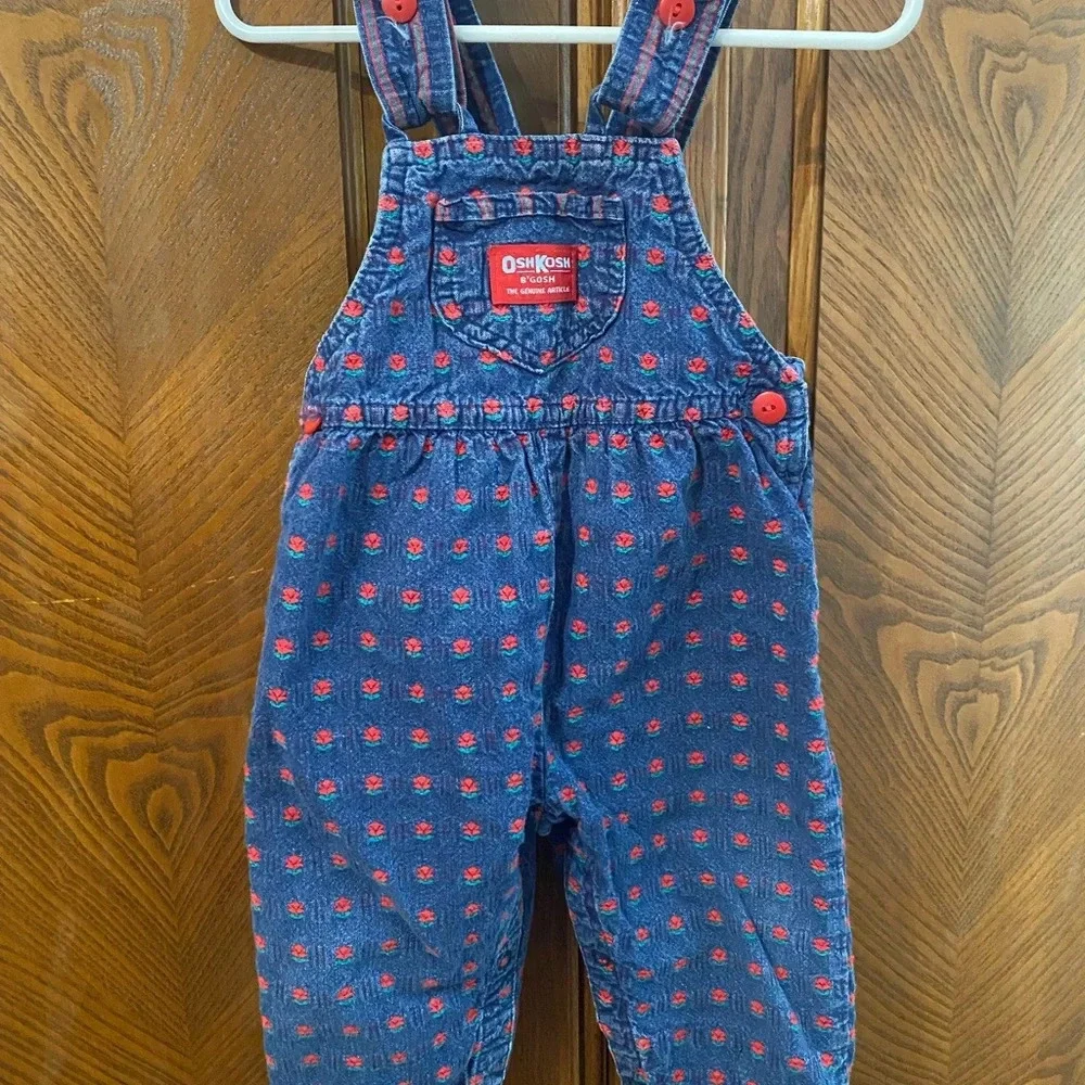 Vintage Oshkosh B’Gosh Floral Overalls  - Size 18 Months Floral Rose line